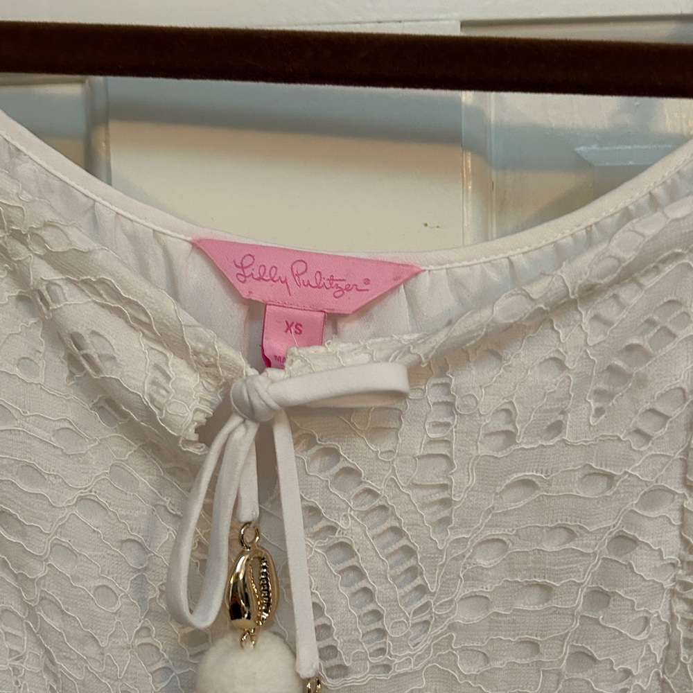 Lilly Pulitzer Cold Shoulder Eyelet Lace Mini Dress, White